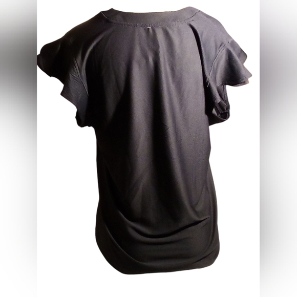 RBX - Flutter Sleeve, Split neck,  UPF 50+, Ribbed Women's Large Navy Blue Top - Picture 14 of 15